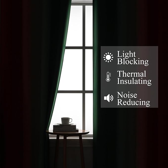 Estelar Textiler Red and Green Blackout Curtains 45 Inch Length, Full Room Darkening Ombre Drapes for Kitchen, Thermal Insulated Grommet Christmas Curtains for Basement, 52Wx45L, 2 Panels