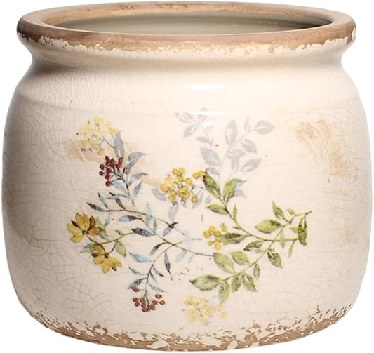 Pots for Plants, Ceramic Planters for Indoor/Outdoor Plants, 6.29'' Plant Pots Indoor with Drainage, Vase & Planters, Vintage Rustic Pots for Indoor Plant, Home & Fall Decor, Yellow Sage