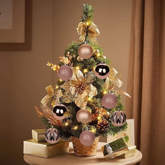 12PCS 3.15" Christmas Ball Ornaments Shatterproof Rose Gold Christmas Tree Decorations Xmas Tree Balls Halloween Ornaments Décor