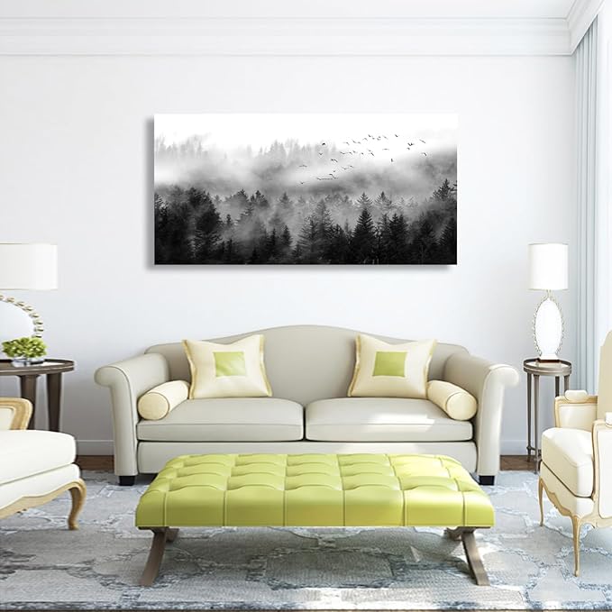 Canvas Wall Art for Living Room Black Bedroom Office Large Landscape Cloud Fog Forest Wall Art Kitchen Nature Pictures Modern Wall Decor Mural Paintings Artwork 20 * 40inch