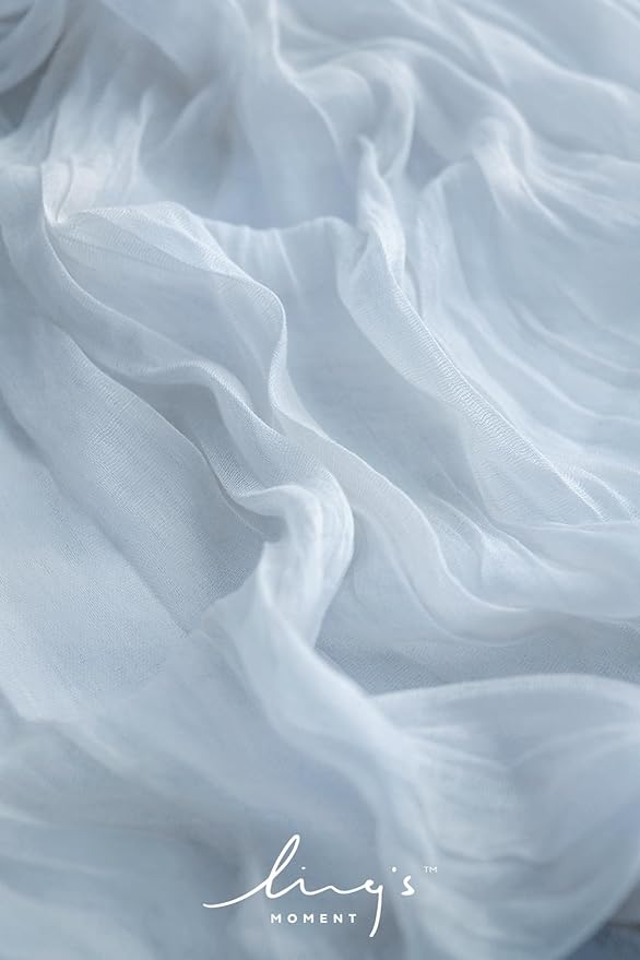 Ling's Moment 14Ft Dusty Blue Cheesecloth Table Runner Boho Chic Gauze Semi-Sheer Tablecloth for Wedding Celebrations for Baby Shower Decorations