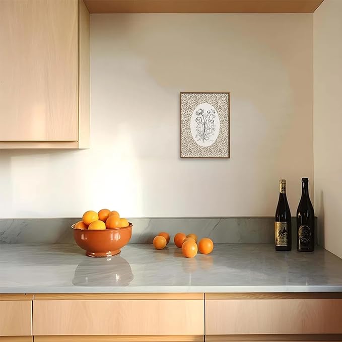 uniro Neutral Vintage Floral Wall Art Prints, Bedroom Nursery Wall Painting Canvas Prints Cottage Oil Painting, Neutral Botanical Wall Decor, Vintage Art Pictures for Bathroom Nursery Room Decor Farmhouse Wall Decor( 8" x 10"-UNFRAMED)