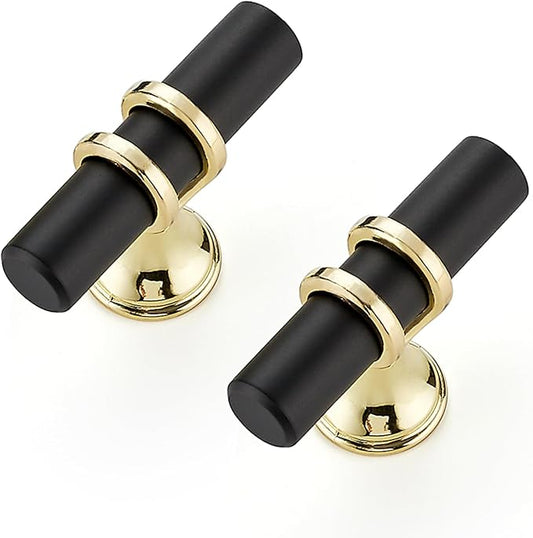 10 Pack Black&Gold Cabinet Knobs - Kitchen Cabinet Knobs Closet Pulls for Kitchen Closet Drawer Stainless Steel Dresser Hardware 2in Length Single Hole