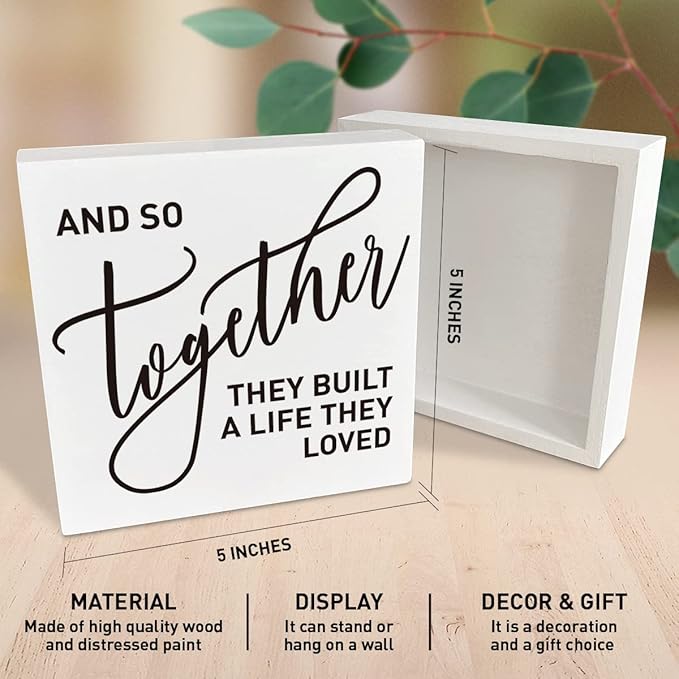 Romantic Bedroom Wooden Box Sign, They Built A Life They Loved, Home Master Bedroom Decor, Motivational Home Desk Farmhouse Decorations, Wedding Marriage Valentine's Day Gifts Him Her
