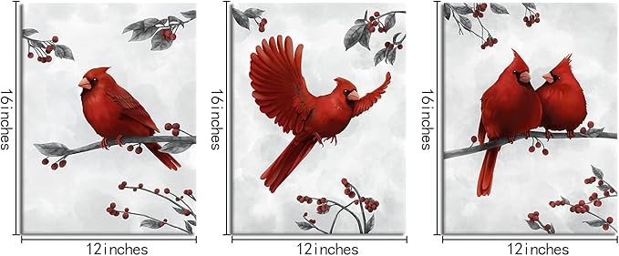 Kalormore Bird Wall Art for Bedroom Red Cardinal Painting Giclee Canvas Prints Gallery Wrapped Picture Artwork Gallery Wrapped Wall Decorataion for Home Living Room Office Bathroom