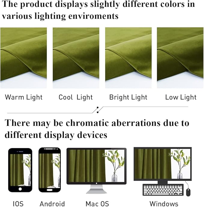 StangH Olive Green Curtains Velvet 96 inches for Living Room, Luxury Light Blocking Privacy Protect Velour Drapes for Nursery Bedroom/Bathroom, W52 x L96, 2 Panels