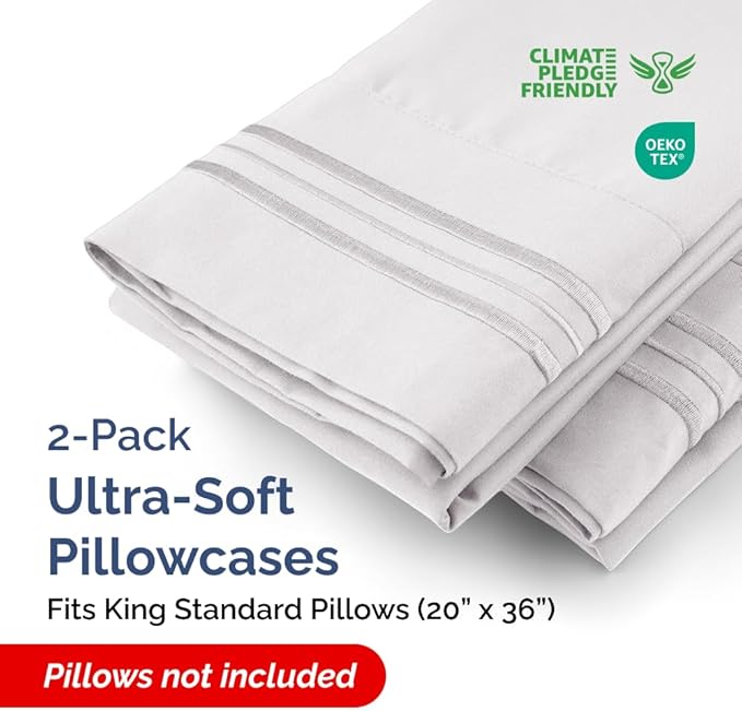 New Pillow Cases, King Standard, French Grey