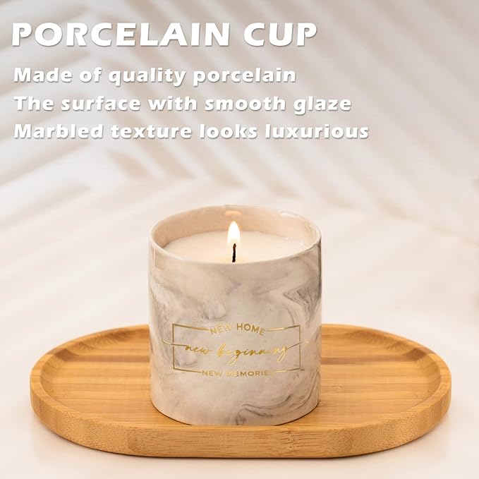 Freejac New Home Housewarming Gift for Women Men Friend, Gift Ideas New Homeowner Decoration Party Decor Porcelain Ceramics Scented Candle 6oz