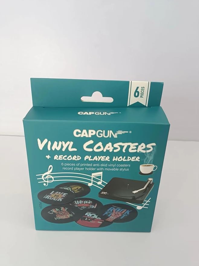 Valdivia Funny Retro Vinyl Record Coasters with Player, 6PCS Rock Coasters for Drinks, Cool Home Decor for Housewarming Gifts, Music Lovers Gifts, Birthday Gifts for Men and White Elephant Gifts Ideas