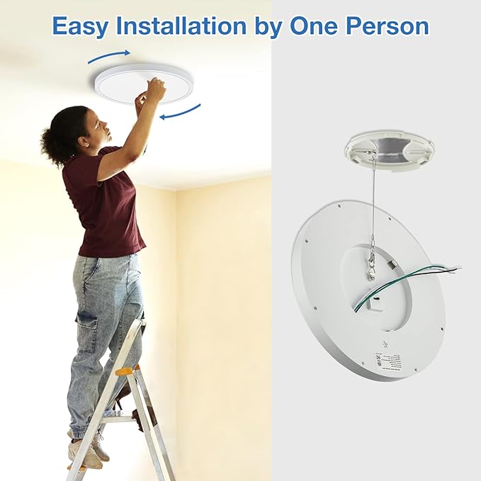 15.8 Inch Dimmable LED Ceiling Light Flush Mount, Low Profile 24W 3000K-4000K-5000K 3 Color Temperature Selectable,120V, Bright 2400LM, ETL Listed