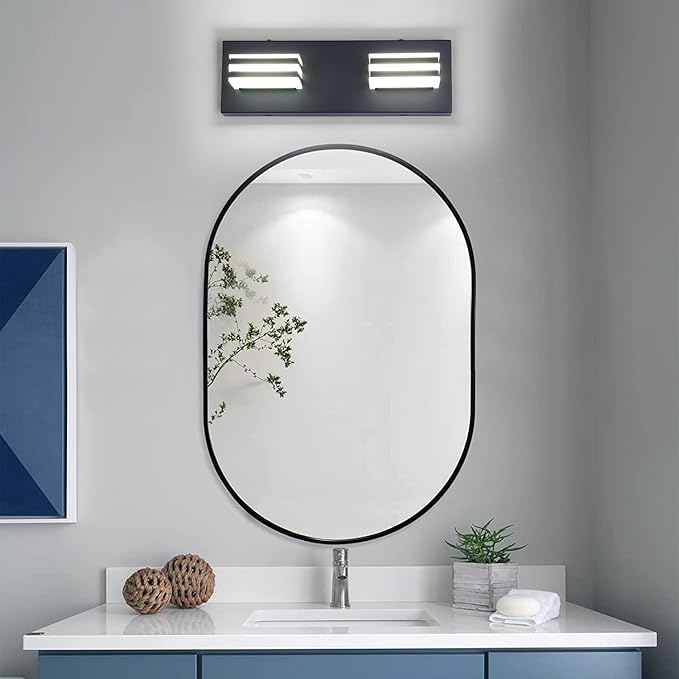 Black LED Vanity Light Fixtures 12W Bath Wall Lighs over Sink 2 Light Bathroom Mirror Lighting 14 Inch Vanity Sconces Modern Restroom Light Fixture Wall Lighting for Mirror in Bathroom Powder Room