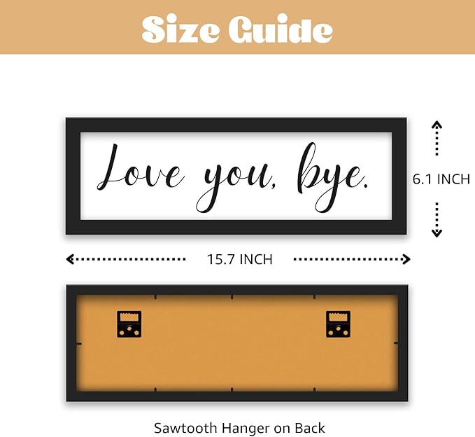 Living Room Wall Decor, Love You Bye Sign Above Door Boho Wall Decor, Framed Wall Art Home Decor, Unique Foyer Decor for Entryway, House Warming Gifts New Home Couple Valentine's Black