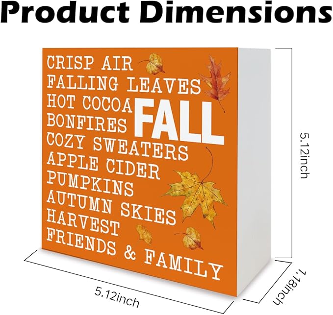 Autumn Decoration for Home Office, Fall Desk Shelf Decors, Autumn Thanksgiving Wooden Decor, Rustic Tabletop Decor, Rustic Wooden Box Sign, Fall List Wood Signs A13