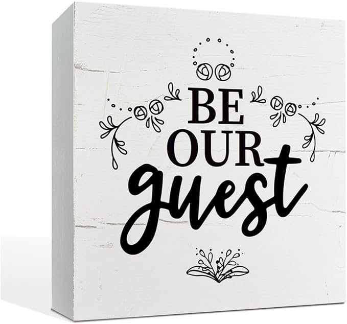 Be Our Guest Sign, Welcome Home Decor, Guest Bedroom Decor, Box Sign Tabletop Decor, White Wooden Box Sign, Housewarming Decor, Front Door Decor, Desk Decor Art, Farmhouse Decor for Bathroom