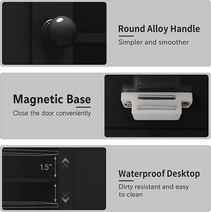 TaoHFE Black Bathroom Cabinet, Wall Mounted 2 Door Storage With Adjustable Shelves, Over The Toilet Medicine Cabinet for Laundry Room Kitchen