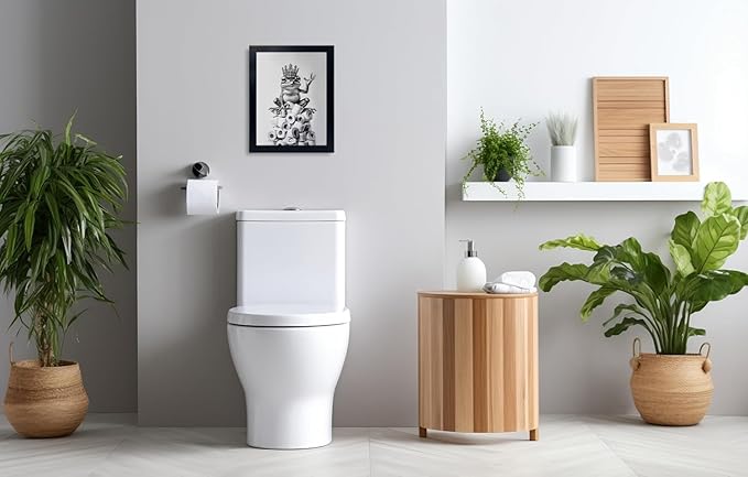 Framed Bathroom Decor Wall Art Wear Crown Frog Toilet Paper Pile - Playful Bathroom Wall Decor Animal Art Black and White Canvas Wall Art Print can be Hung Directly - Frame, 8 "x 10"