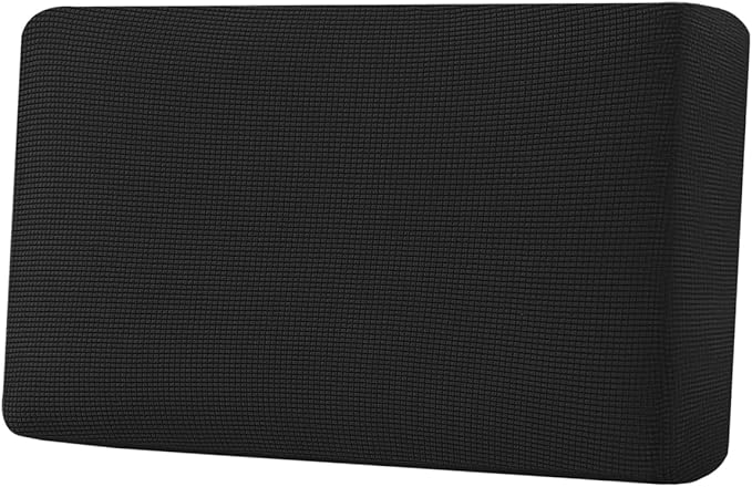 H.VERSAILTEX Super Stretch Individual Seat Cushion Covers Sofa Covers Couch Cushion Covers Slipcover Sets Thick Jacquard Textured Twill Fabric (1 Piece Loveseat Cushion Cover, Black)