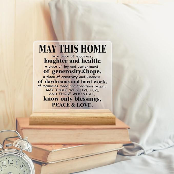 Housewarming Gifts for Women and Men - May This Home Acrylic Desk Sign Decor - Religious House Warming Gift