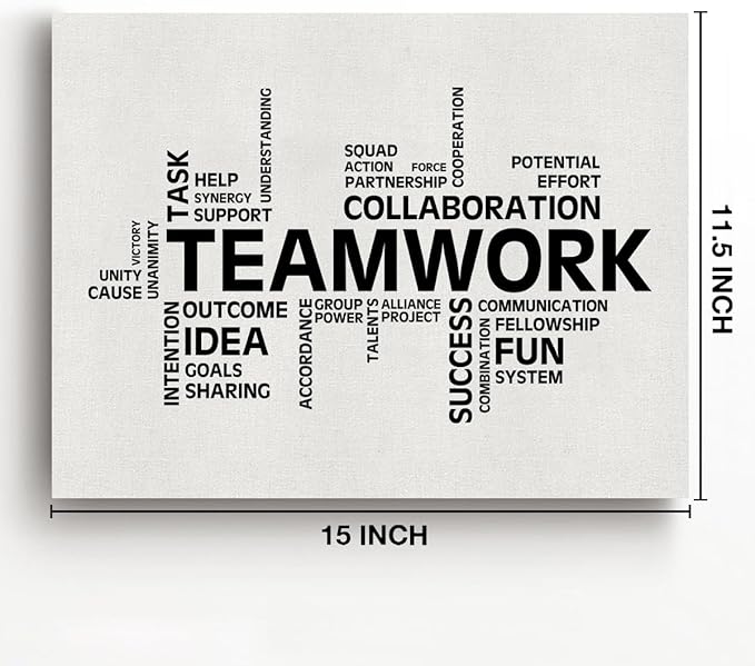 Inspirational Teamwork Canvas Wall Art Print Motivational Office Quotes Framed Paintings Team Artwork Home Office Wall Decor 15x12 Inches