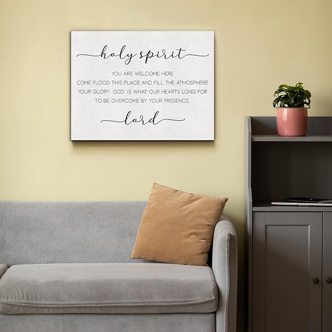 Bible Verse Canvas Wall Art Holy Spirit You Are Welcome Here Religious Canvas Prints Framed Scripture Painting Artwork Ready to Hang Christian Home Office Wall Décor