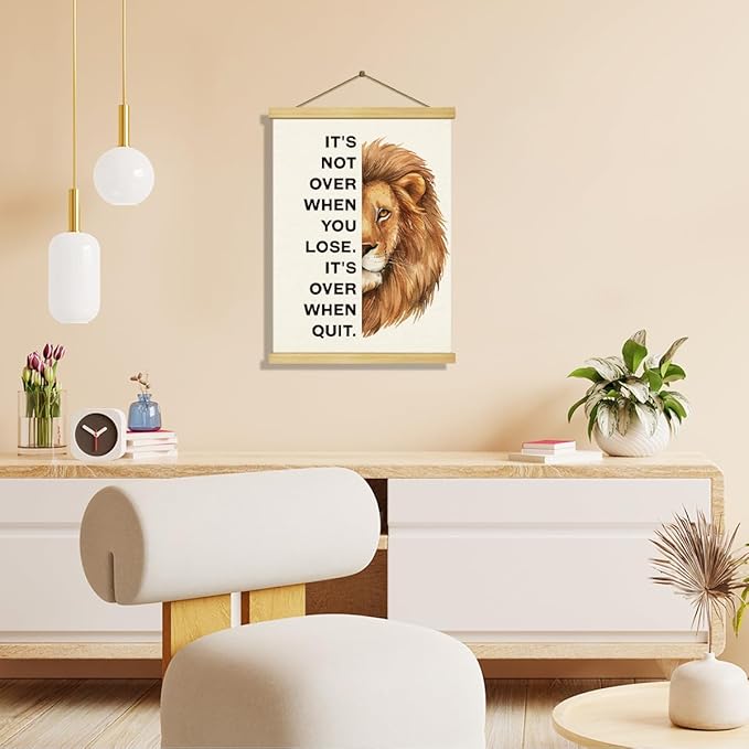 Inspirational Canvas Poster, Motivational Home Office Decorate, Classroom Decor, Lion Wall Painting Posterl, Positive Mindset Canvas Banner, Farmhouse Hanging Decor, Positive Home Decors