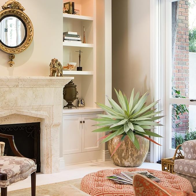 Briful Large Fake Agave Plant 17.3 Inch Artificial Yucca Potted Plants Outdoor Faux Agave Plants for Home Office Room Garden Front Porch Balcony Decor(Green)