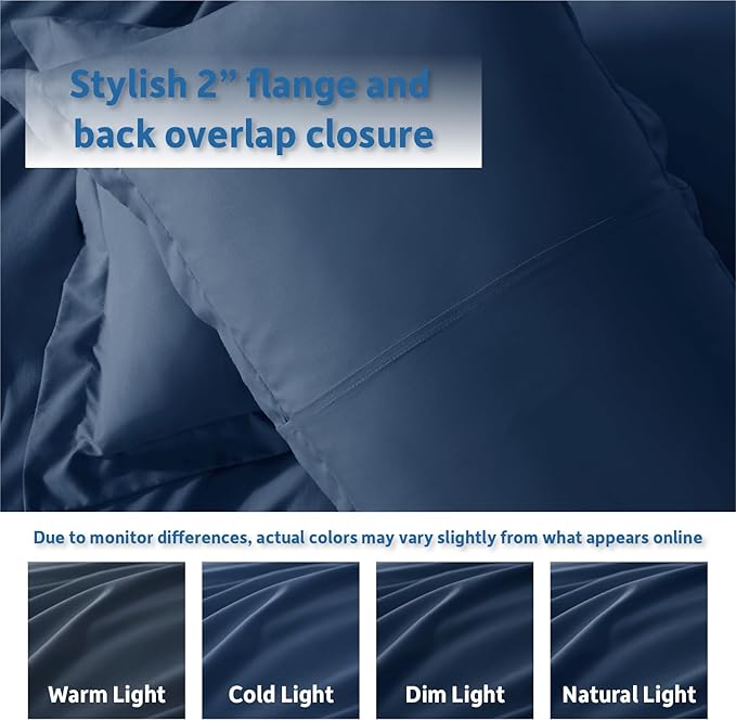 Nestl Queen Duvet Cover Set with Comforter Insert - Navy Blue 4 Piece 90x90 Duvet Cover & 2 Pillow Shams with White Quilted Down Alternative Comforter, Ultra Soft, All Season