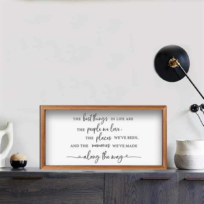 CHDITB The Best Things in Life Framed Wood Sign Plaque(16"×32"), Wooden Wall Table Sign with Scripture Bible Verse Quotes, Vintage Family Sign Housewarming for Home Bedroom Farmhouse Guest Room