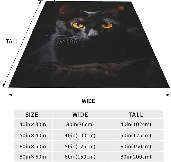 Cute Black Cat Blanket Gifts for Cat Lovers Grils Women Animal Kitten Flannel Throw Blankets for Home Couch Bed Sofa Soft Fuzzy Lightweight Decor Adults All Season 80x60 Inches