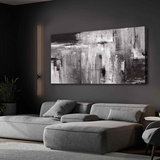 Home Wall Decor Abstract Photo Prints 24"x48" Black and Grey Wall Decor for Living Room Bedroom Office Framed Artwork for Walls