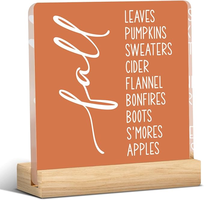 Retro Fall Decor Farmhouse Fall Decorations for Home Office Autumn Pumpkin Decorations Sign Thanksgiving Acrylic Decor for Bedroom Bathroom 5 x 5 inches (Acrylic 1702)