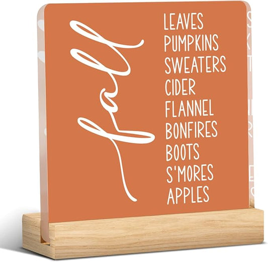 Retro Fall Decor Farmhouse Fall Decorations for Home Office Autumn Pumpkin Decorations Sign Thanksgiving Acrylic Decor for Bedroom Bathroom 5 x 5 inches (Acrylic 1702)