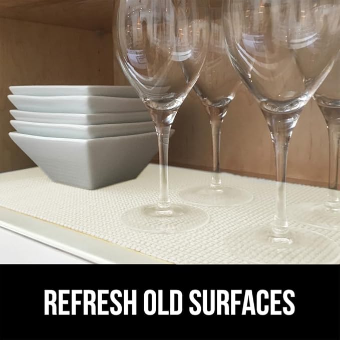 GORILLA GRIP powerGRIP Drawer Shelf and Cabinet Liner, Thick Strong Hold, Non-Adhesive Liners Protect Kitchen Cabinets and Cupboard, Bathroom Drawers, Easy Install, Breathable Mat, 20" x20' Snow White