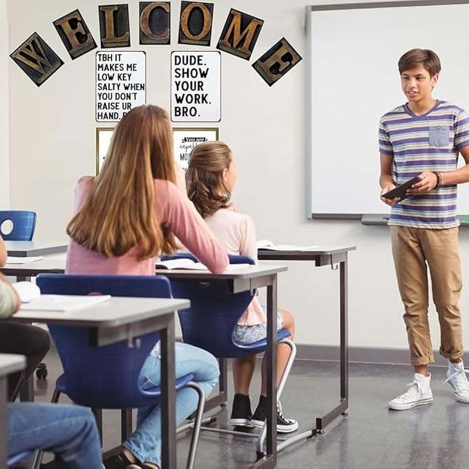 Students Teachers Gift High School Middle School Sign Funny Math/English/Science/History Class Tin Sign for Home Classroom Study Room Wall Decor 8x12 Inch (3127)