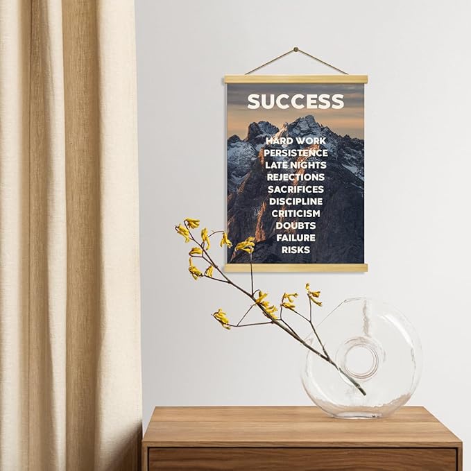 Inspirational Canvas Poster, Home Office Decor, Canvas Posters Wood Hanger, Success Definition Canvass Poster, Quotes Wall Decor, Positive Mindset Posters, Encouragement Gift for Women Men Friends