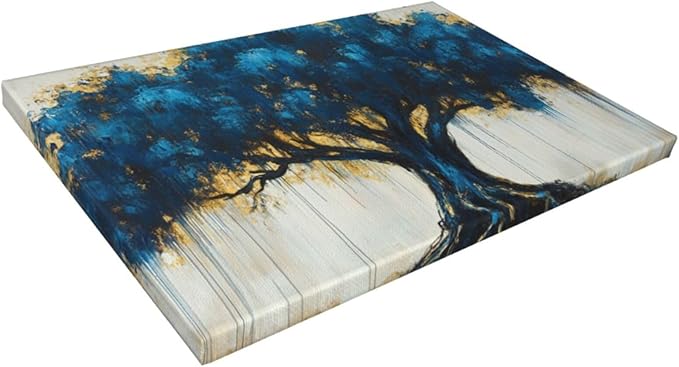 Olivine Tree Large Wall Art, Tree Of Life Pictures Wall Decor, Blue Tree Canvas Prints Painting, Framed Artwork for Dining Room Living Room Bedroom Bathroom Office Home Decor 36"x24"