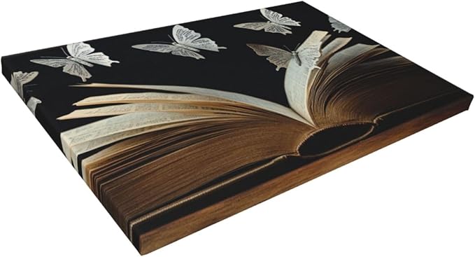 Olivine Butterfly Large Wall Art, Book Pictures Wall Decor, Bookish Butterfly Painting, Reading Nook Canvas Prints, Framed Artwork for Dining Room Living Room Bedroom Library Office Home Decor 60"x30"