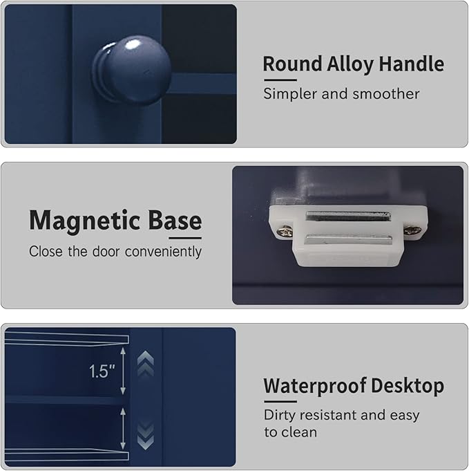 TaoHFE Blue Bathroom Cabinet,Bathroom Wall Cabinet with 2 Door Adjustable Shelves,Over The Toilet Storage Cabinet,Bathroom Cabinet Wall Mounted,Medicine Cabinets Laundry Room Kitchen