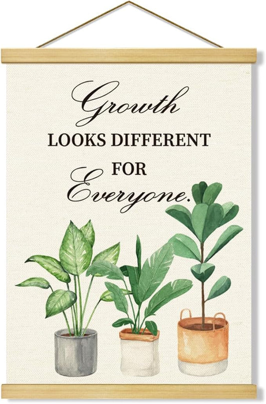 Inspirational Canvass Posters, Mental Health Poster Canvas Hanger, Growth Looks Different for Everyone Canvas Poster, Positive Home Decor, Herapist Office Decor, Therapist Gift