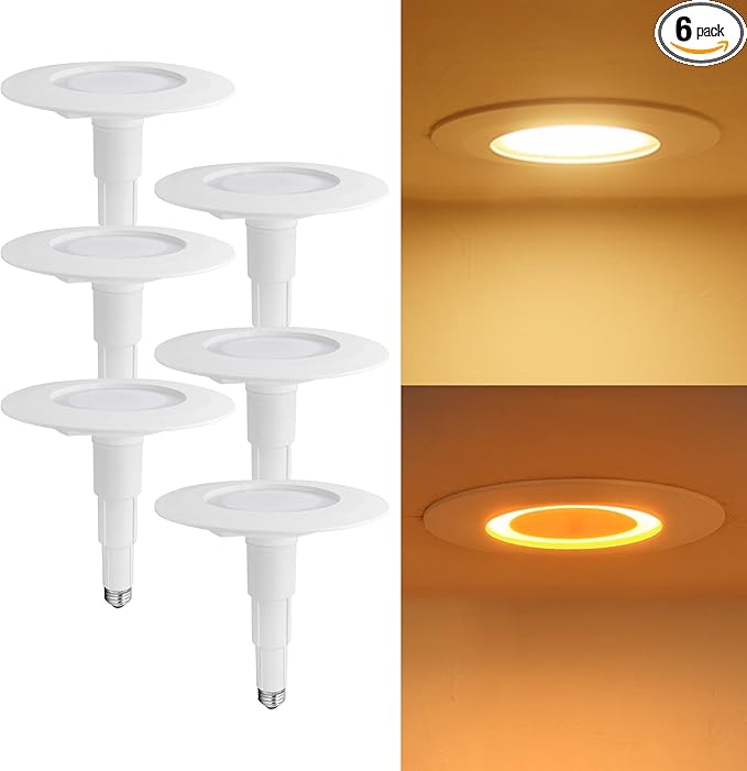 Soliseed 5/6 Inch LED Can Lights with Night Light,3000K Retrofit Recessed Lighting,12W=60W,800LM,Dimmable LED Replacement,Easy Retrofit Downlight Install,E26, Bevle Trim,6 Pack