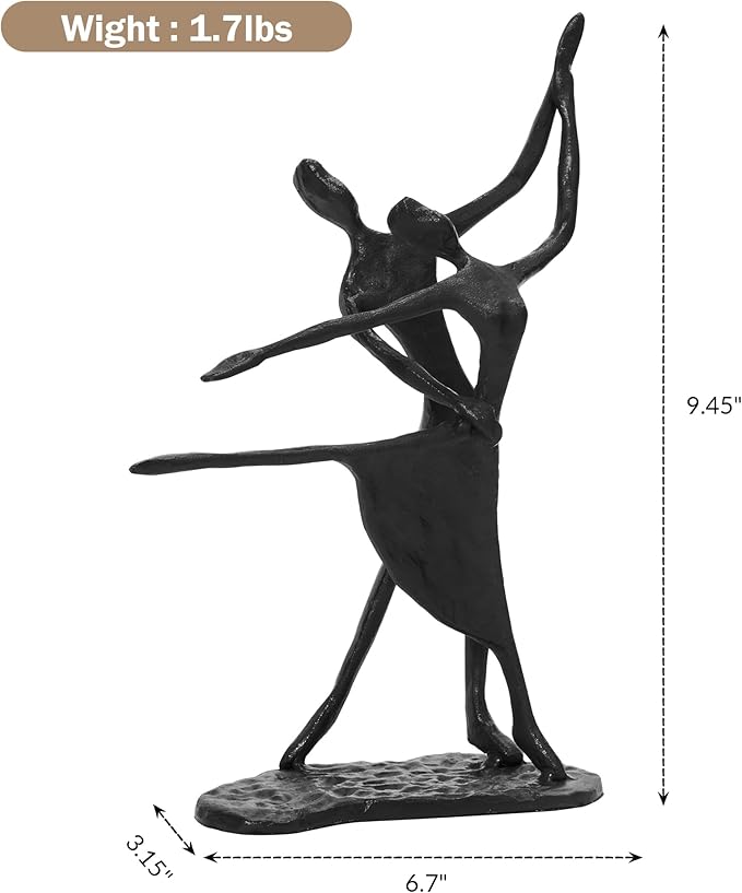 Handcrafted Iron Couple Sculpture Cast Iron Gift for Anniversaries Wedding Birthday Valentines, Desktop Decoration