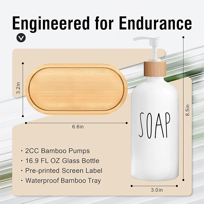 MOMEEMO White Soap Dispenser Bathroom Set, Soap and Lotion Dispenser Set Suitable for Bathroom Accessories Decor. (White)