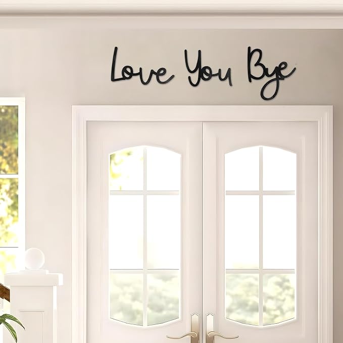 Yadiana Love You Bye Sign Above Door, 31.5" Black Wooden Home Decor Boho Modern Wall Art Decor, Express Love and Warm for Your Family and Lovers, Room Entryway Hallway House Wall Decor Aesthetic