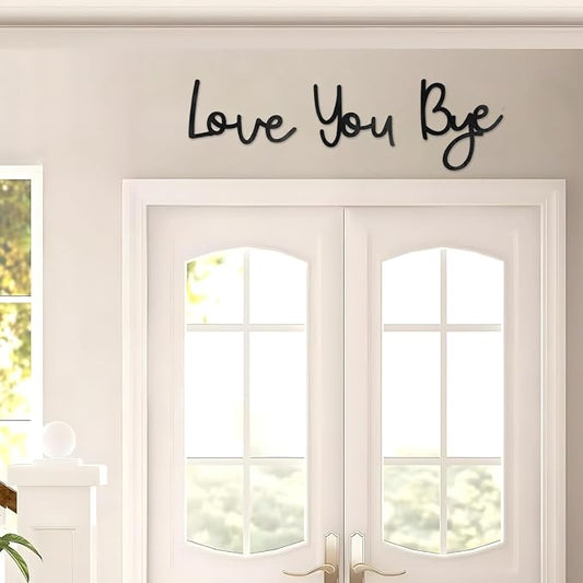 Yadiana Love You Bye Sign Above Door, 31.5" Black Wooden Home Decor Boho Modern Wall Art Decor, Express Love and Warm for Your Family and Lovers, Room Entryway Hallway House Wall Decor Aesthetic