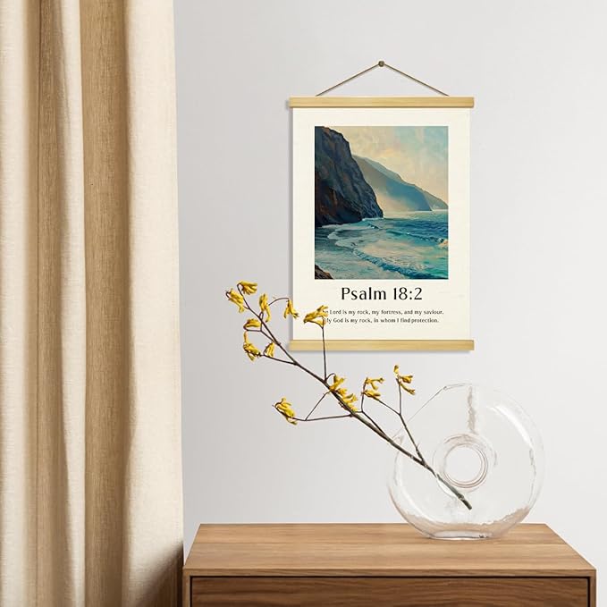 Vintage Christian Canvas Poster, Psalm 18:2 Canvas Poster Wood Hanger, Christians Wall Art, Bible Verse Posters, Modern Canvass Posters Decors, Home Decor Accent, Christian Gift
