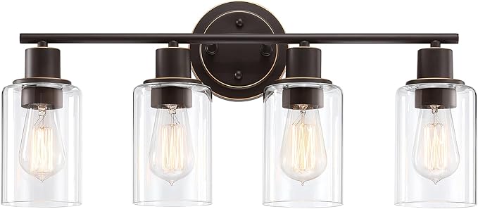 4-Light Oil Rubbed Bronze Bathroom Lighting Fixtures Over Mirror 4-Light Bathroom Vanity Light Oil Rubbed Bronze Vanity Wall Sconce Over Sink