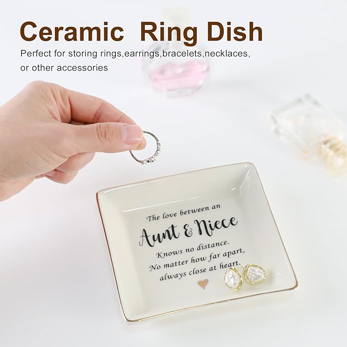 HOME SMILE Ceramic Ring Dish Jewelry Tray for Mom Sister Friends
