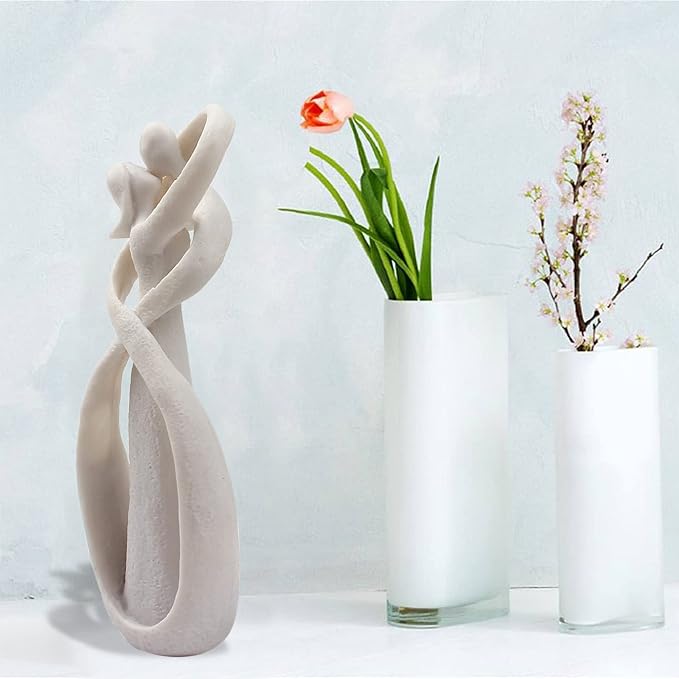 Resin Kiss Lovers Couple Sculpture Kissing Hug Lover Sandstone, Figurines Home Decor Handmade Abstract Art Figurine Sandstone Statue Crafts for Wedding Gift Desktop Decor