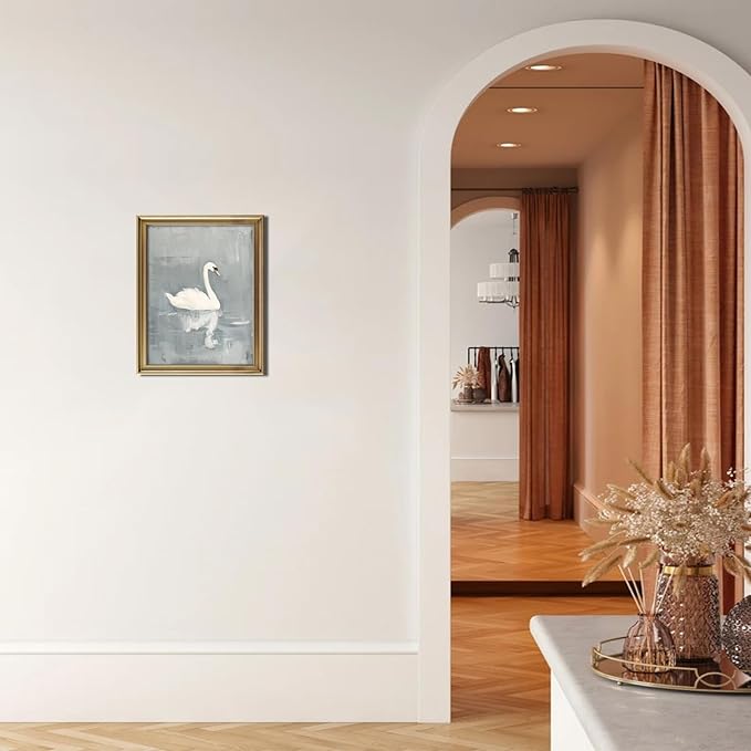 RETRART Vintage Swan Wall Art - Swan Vintage Canvas Art Prints for Wall Decor, Swan Painting white swan, Elegant Animal Oil Painting Decor for Living Room Bedroom Kitchen - 11" x 14" - UNFRAMED