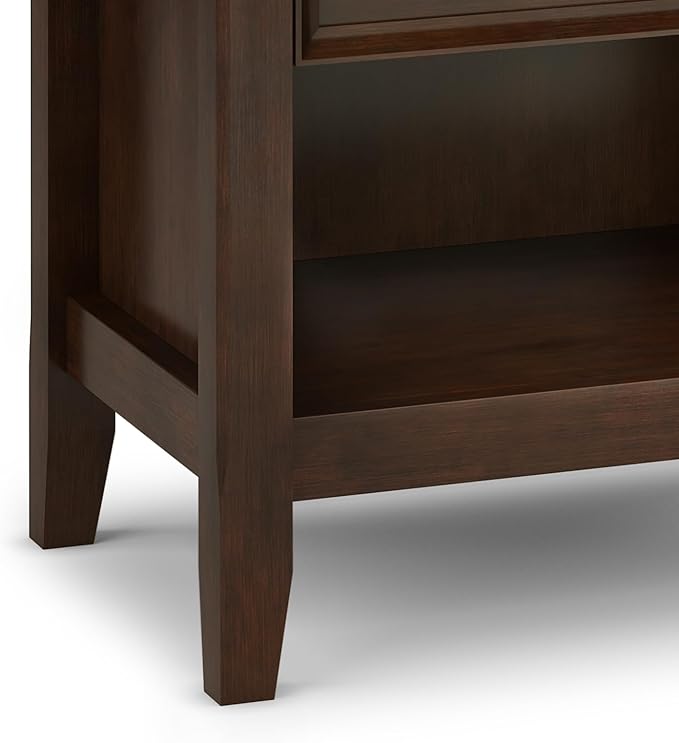 SIMPLIHOME Amherst Solid Wood 24 Inch Wide Traditional Bedside Nightstand Table in Russet Brown, for The Living Room and Bedroom